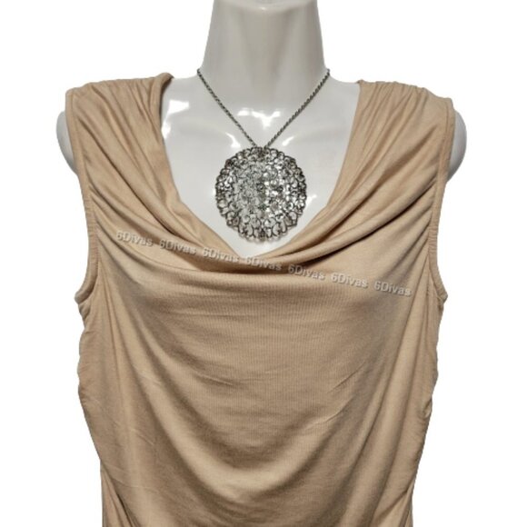 Sleeveless Top Blouse, Cowl Neck Top, Tan Comfy Blouse Top - Size S  M  XL  XXL - Picture 4 of 13